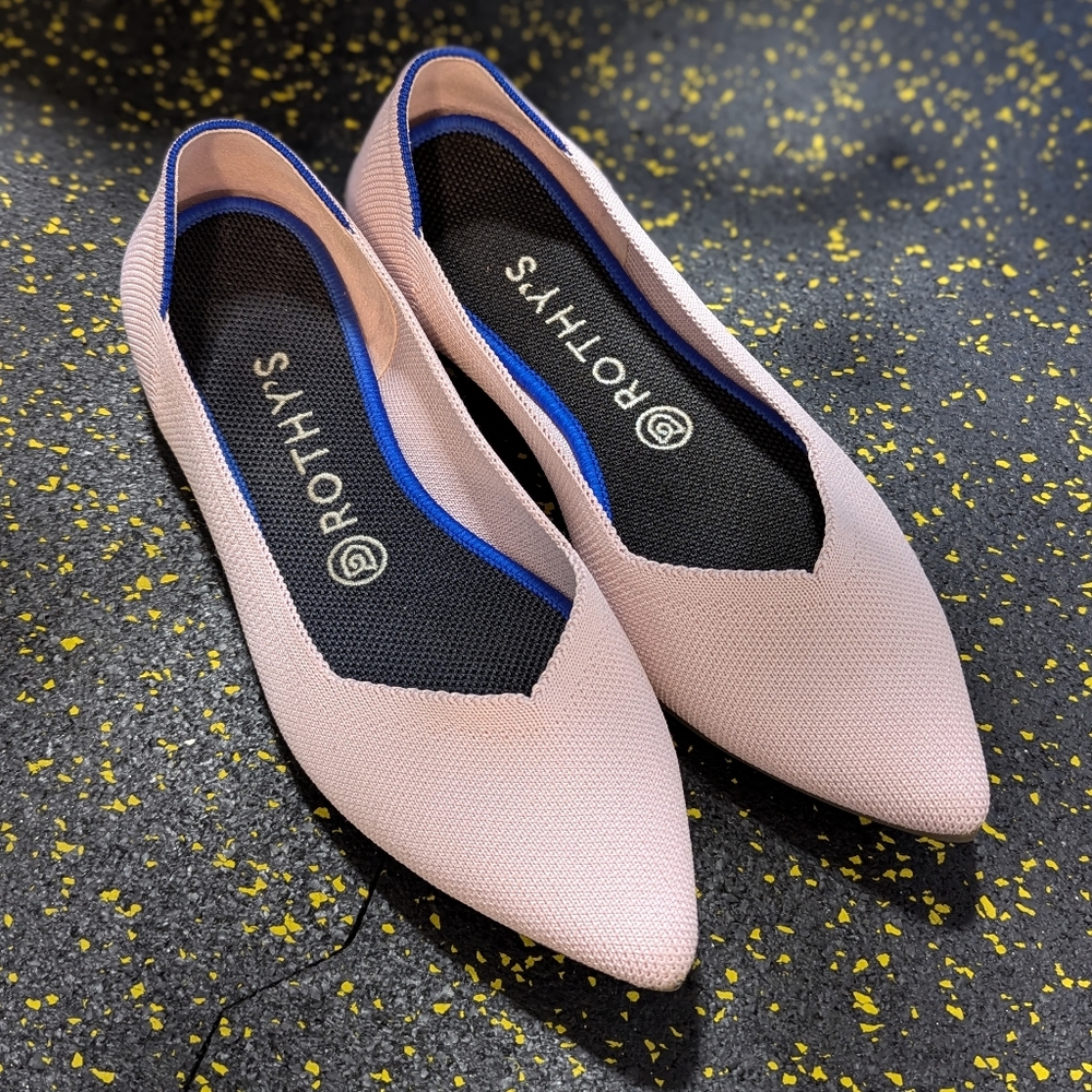 Rothys The Point - Petal Pink Pointed Toe Ballet Flats Sz 8.5